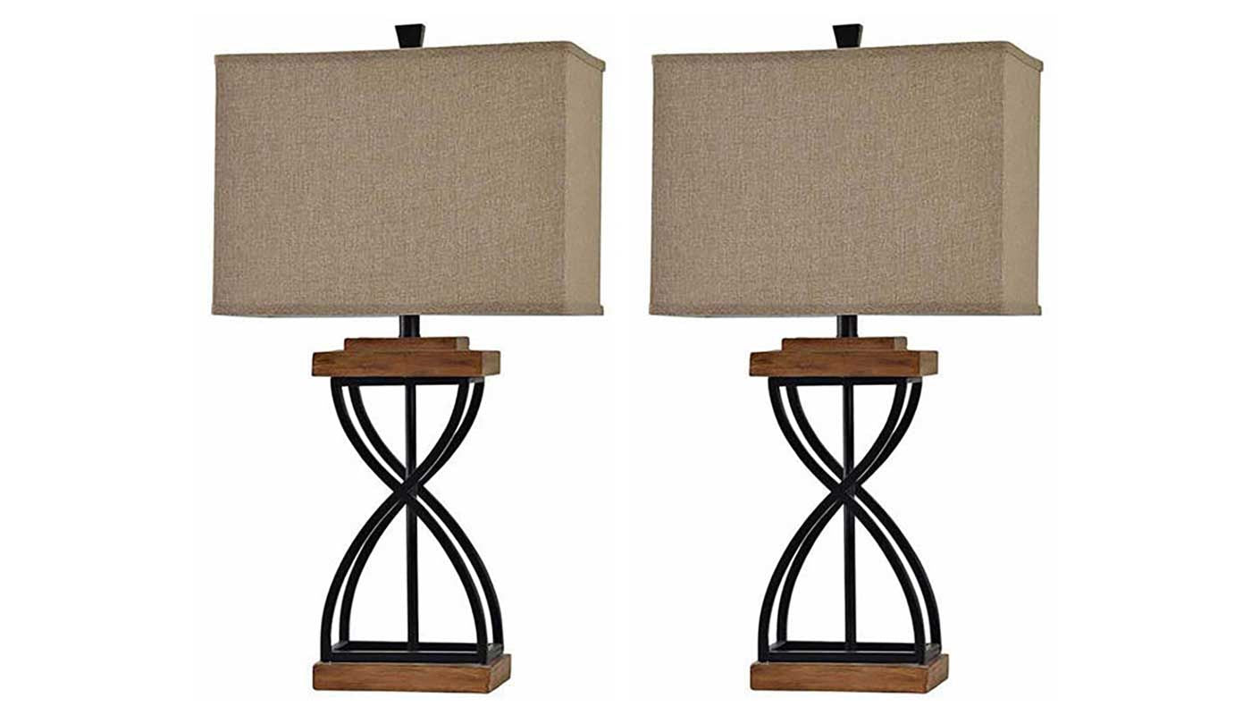 Two metal deals table lamps