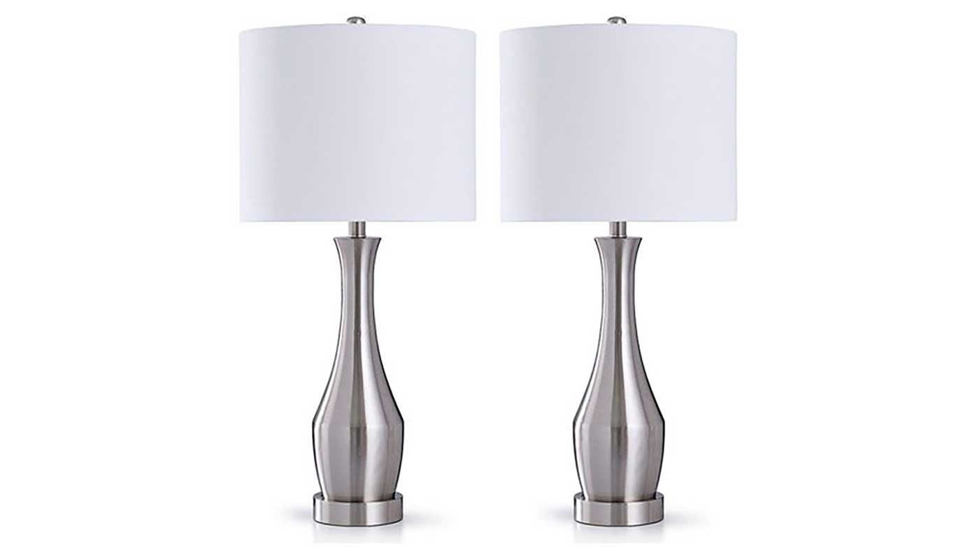 Brushed Steel Table Lamp - Set of 2