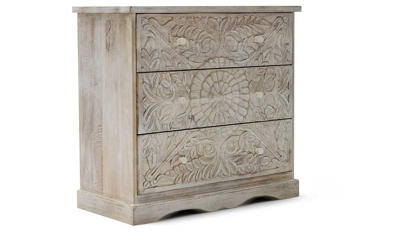 Mariah 3 Drawer Carved Chest