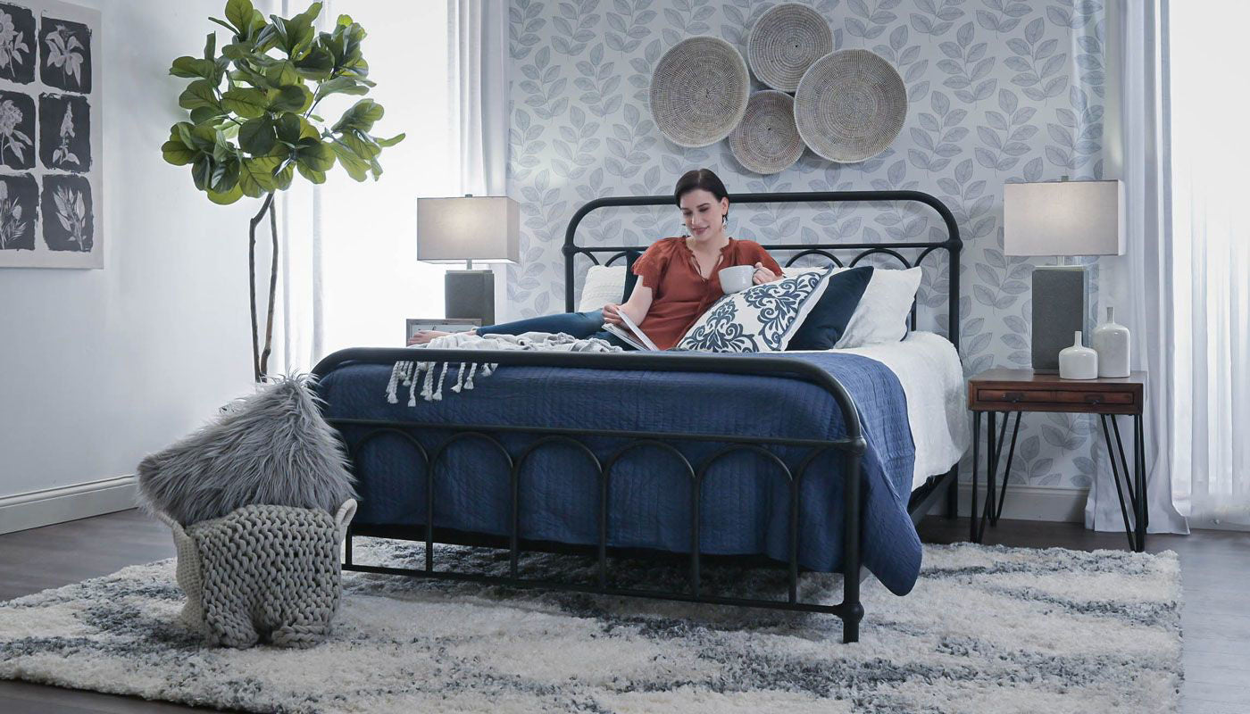 Afton Black Metal Bed