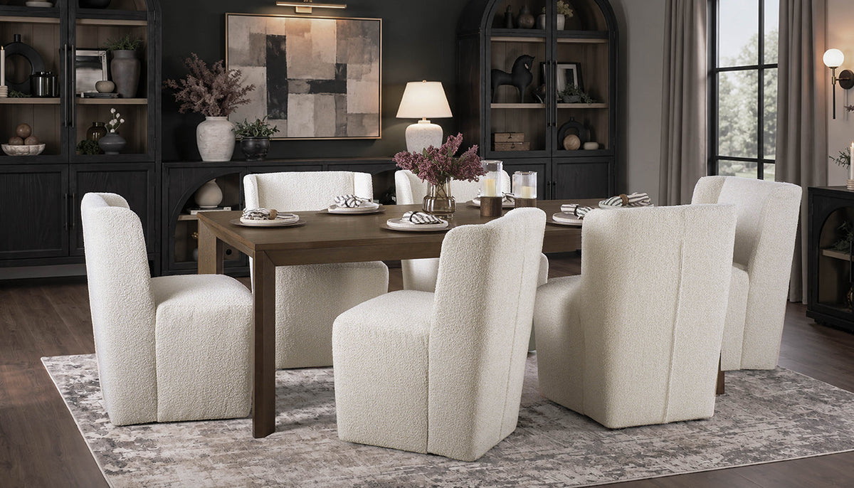 Arles Brown Dining Height Table & Mila Cream Chairs