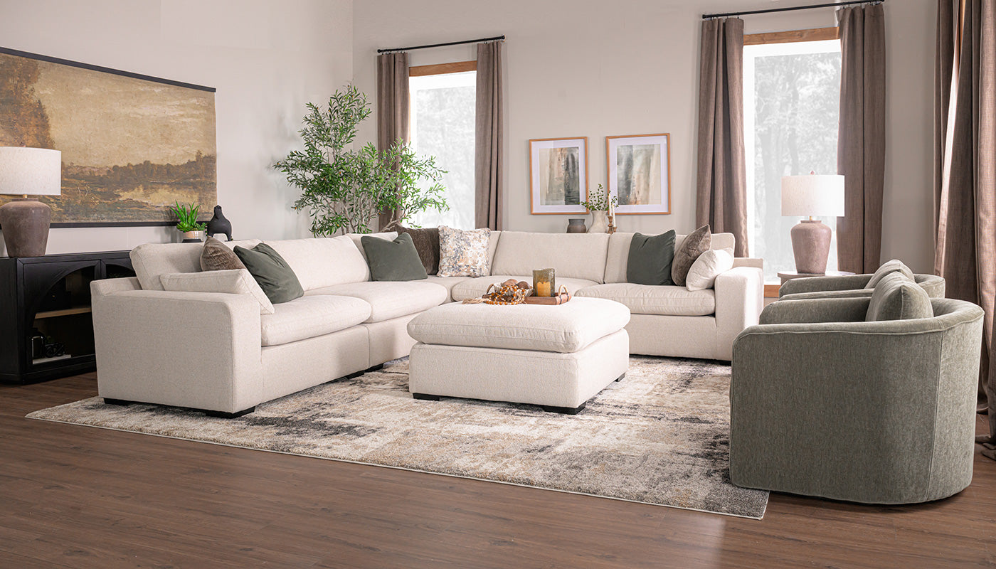 City Limits II Jackson Ecru Fabric Sectional