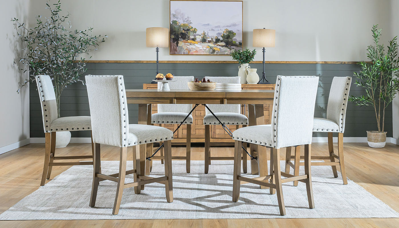 Dahlia II Light Hickory Counter Height Table & Chairs