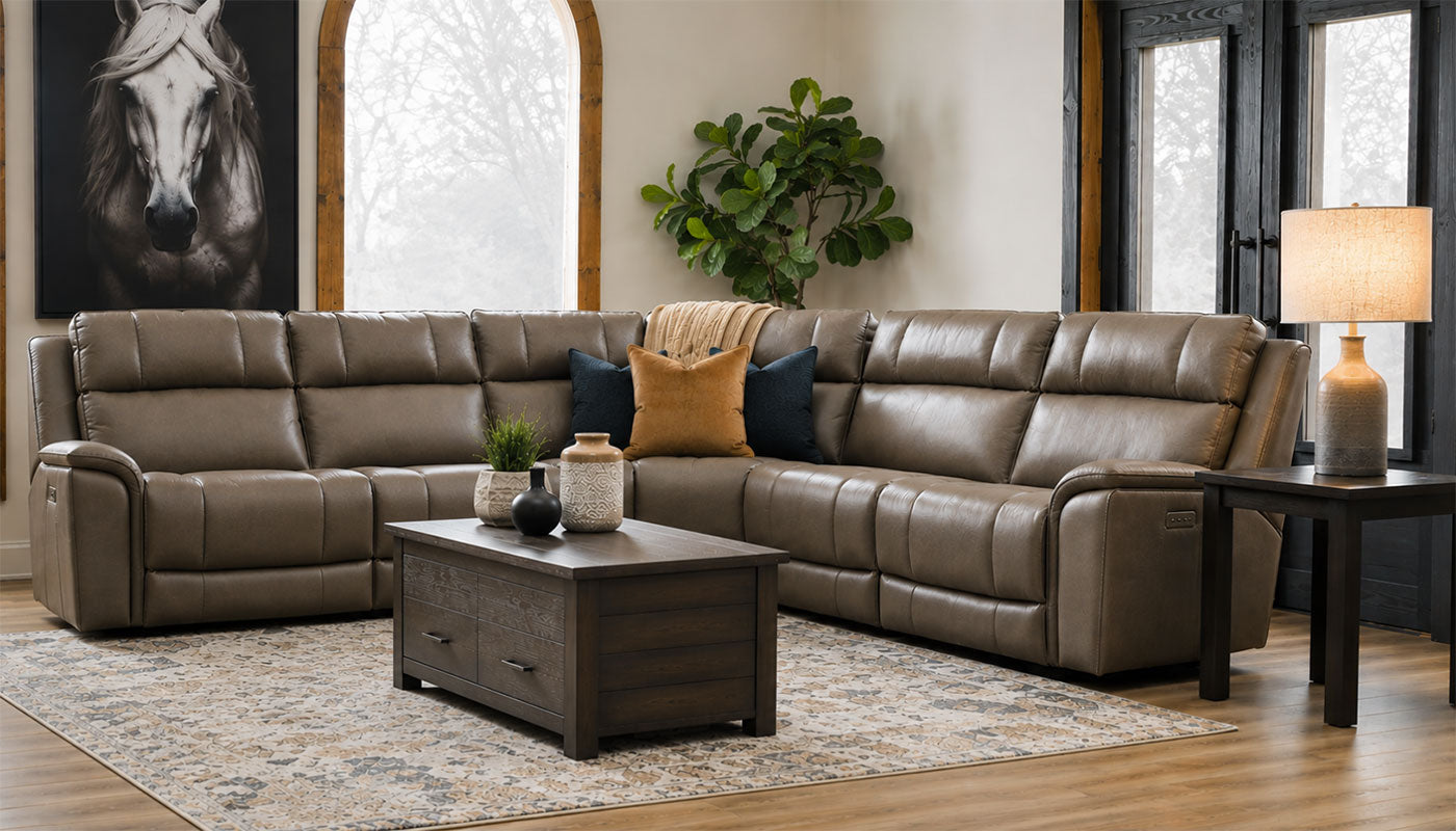 Encore Brown 5-Piece Sectional with 2 Armless Chairs