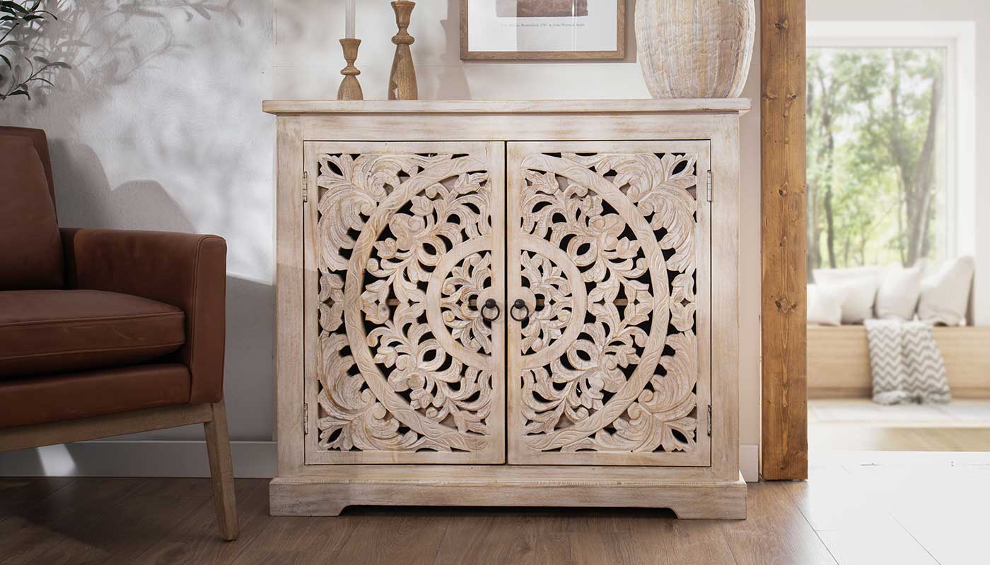 Jude 2-Drawer Carved Cabinet