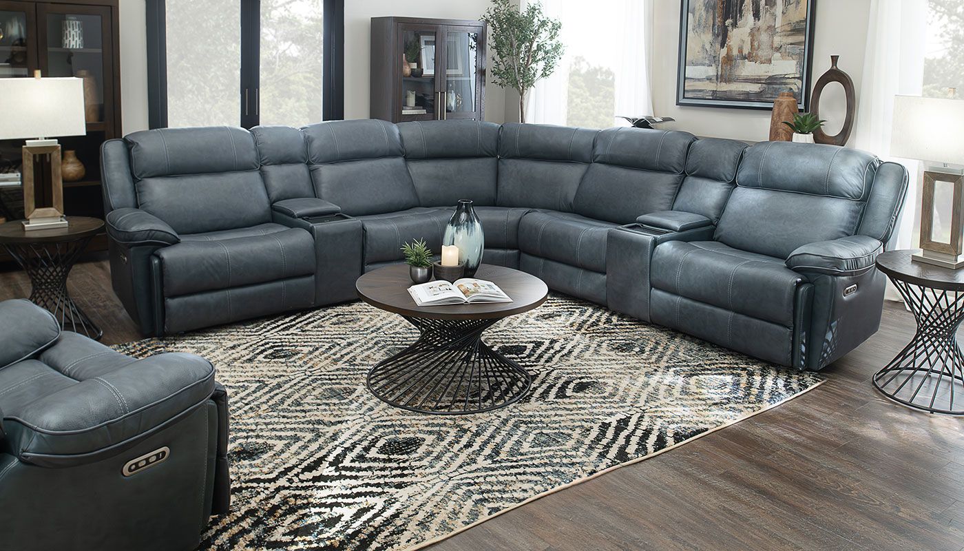 Easthill Leather Power Sectional