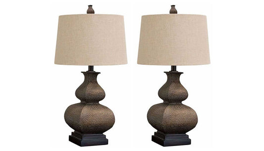 Hammered Bronze Table Lamp - Set of 2