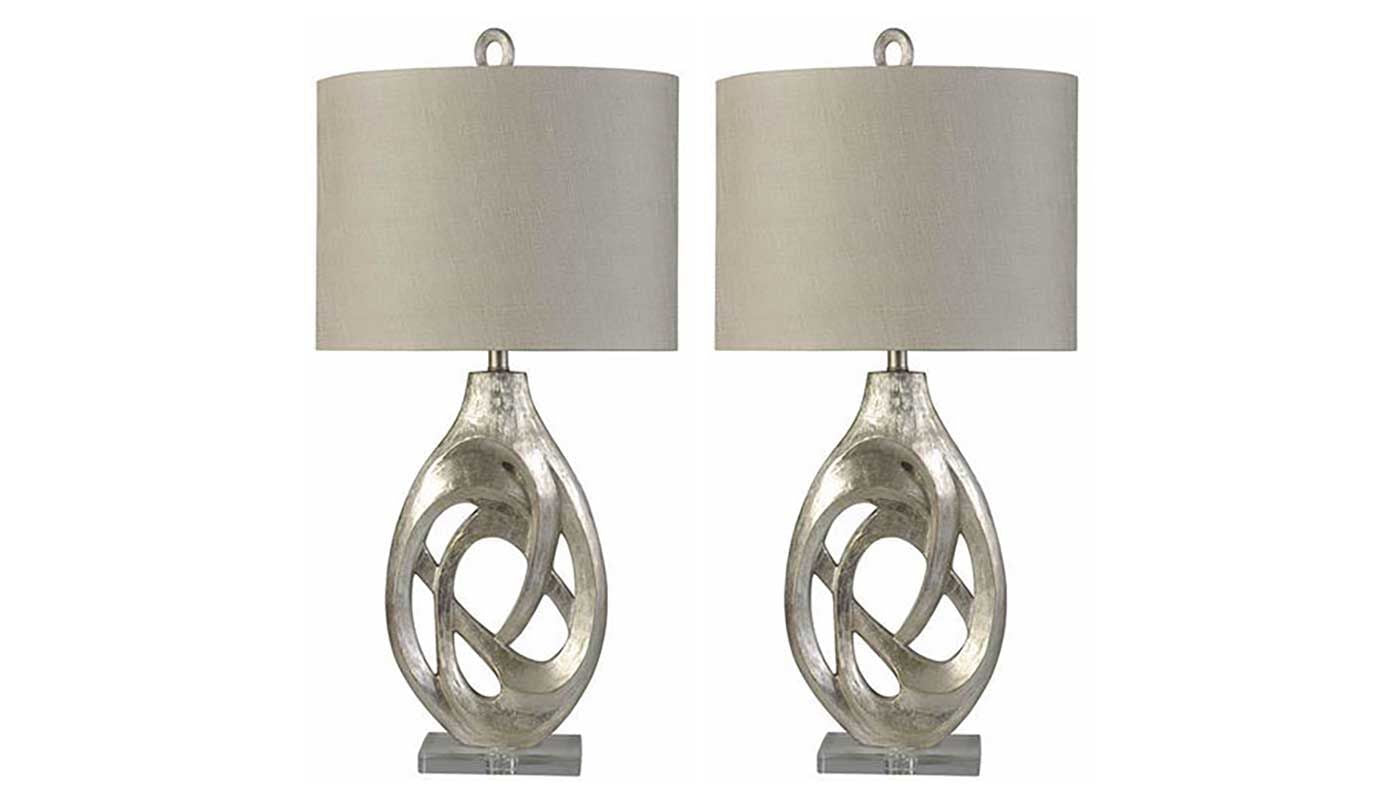 Sculptural Silver 2 Lamps set