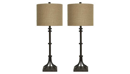 Industrial Bronze Iron Table Lamp - Set of 2