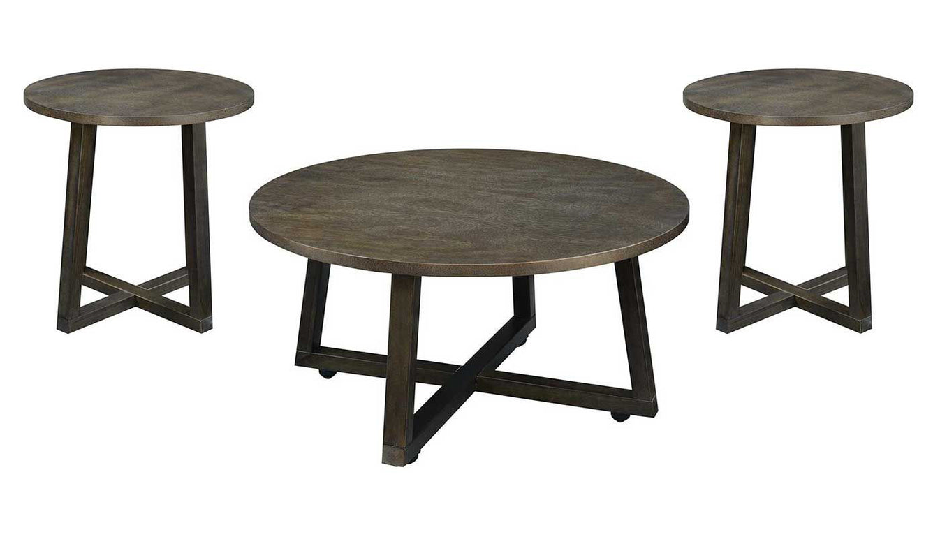 Industrial 3Piece Occasional Table Set Home Zone Furniture