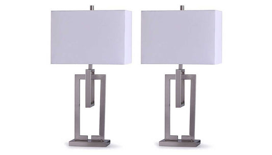 Brushed Nickel Table Lamp - Set of 2