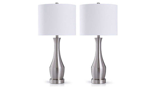 Brushed Steel Table Lamp - Set of 2