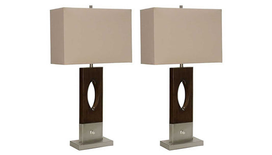 Wood Bridge Table Lamp - Set of 2