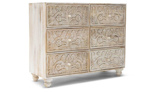 Serena Carved Chest with 6 Drawers