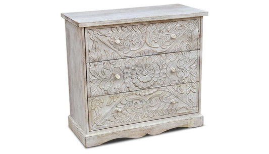 Mariah 3-Drawer Carved Chest