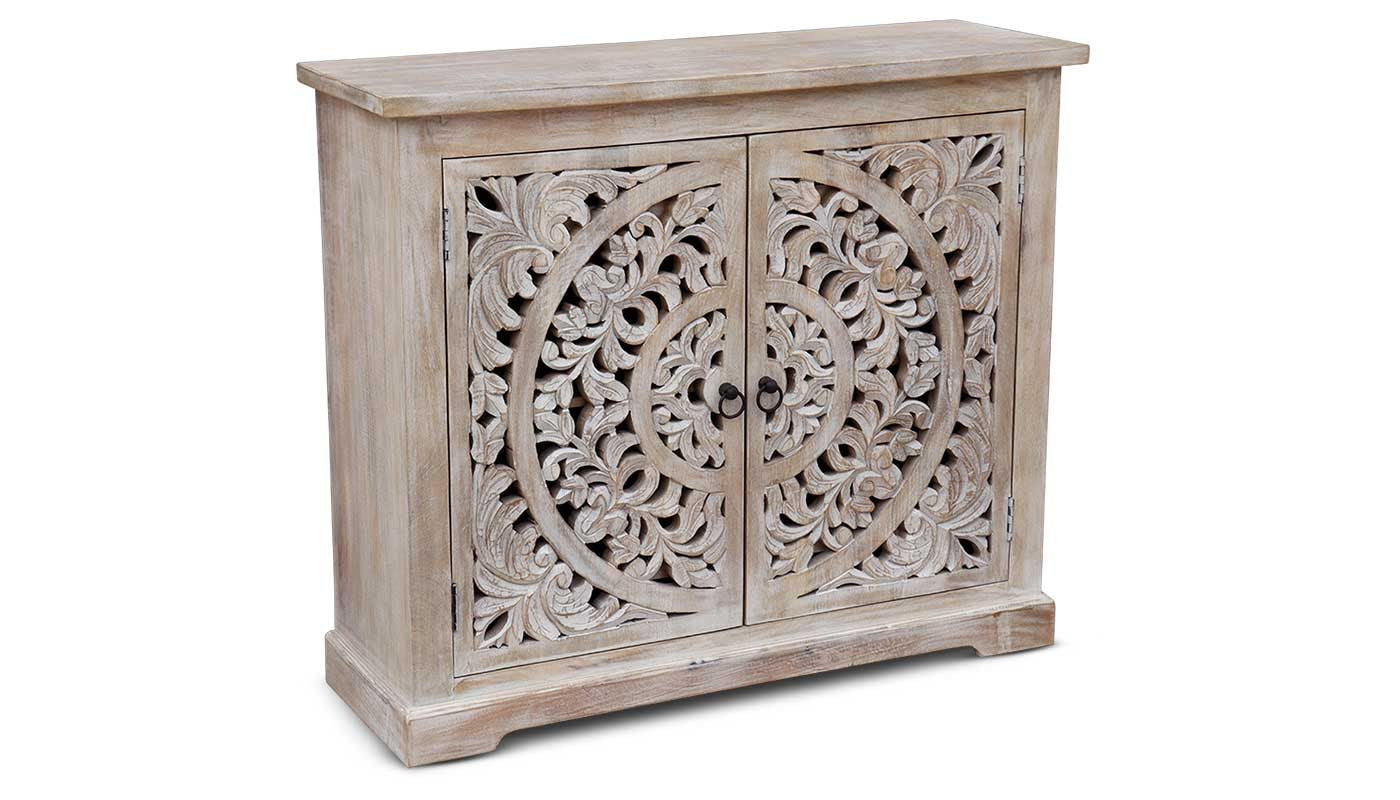 Jude 2 Drawer Carved Cabinet