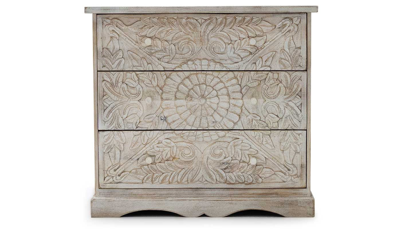 Mariah 3-Drawer Carved Chest