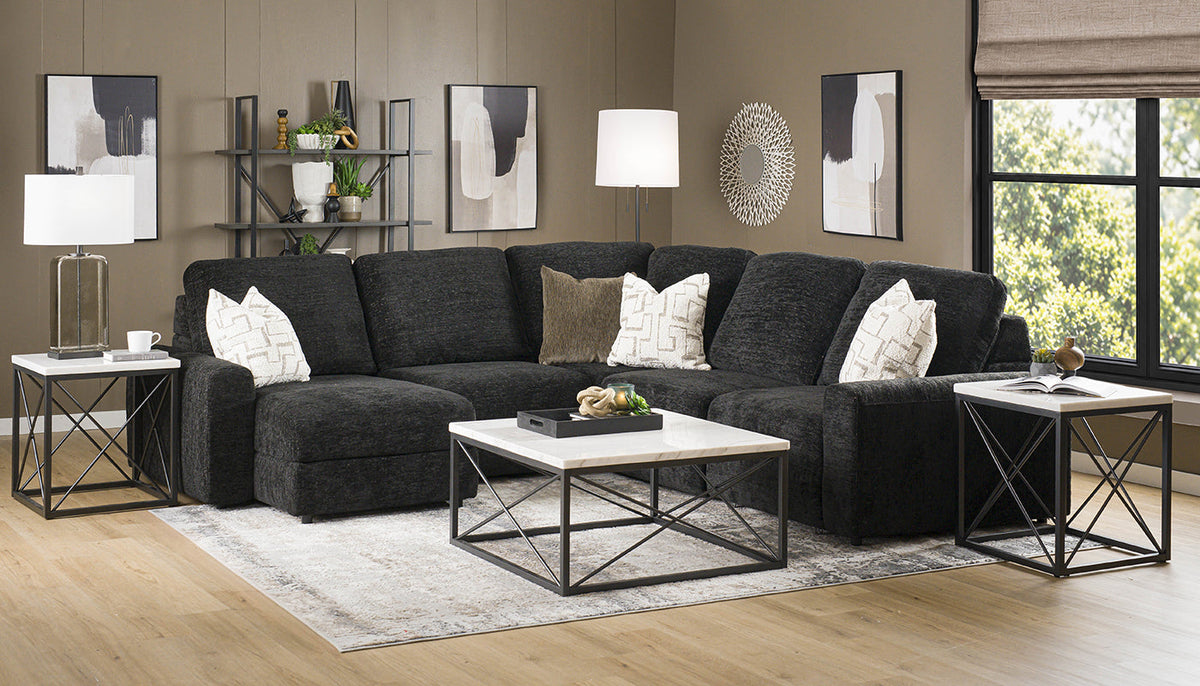 Alchemy II Black Sliding Sectional with Storage Chaise