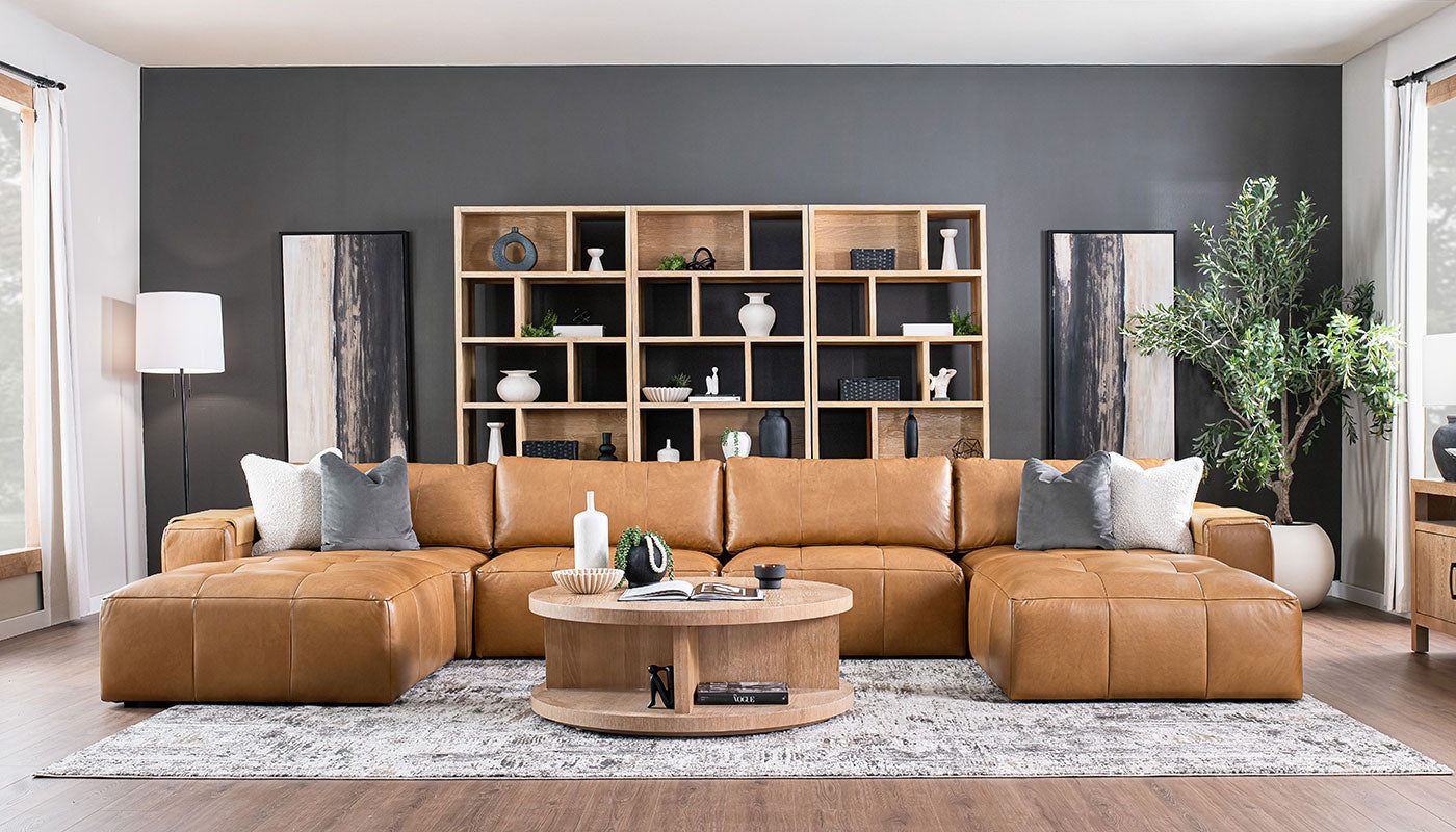 Amallo Leather Dual Chaise Sectional