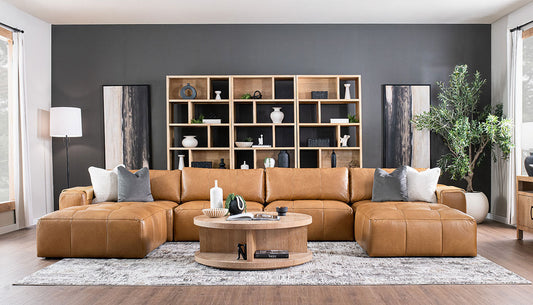 Amallo Leather Dual Chaise Sectional