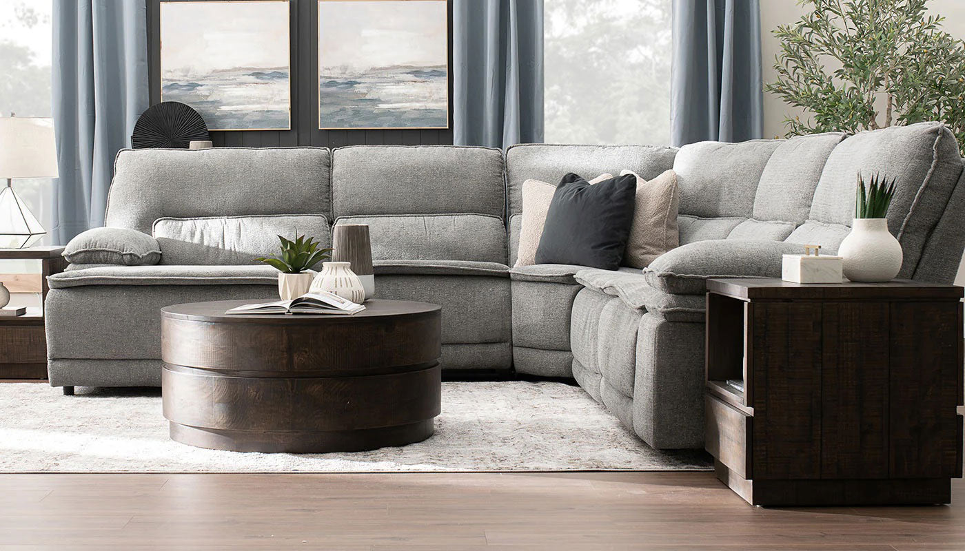 Grey reclining sectional with chaise sale