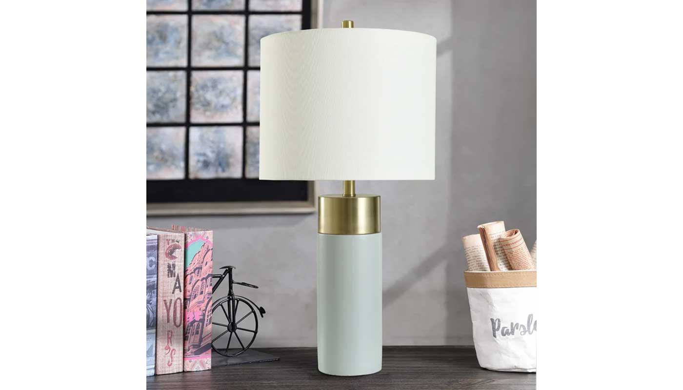 Cement Post Brushed Brass Table Lamp