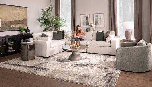 City Limits II Jackson Ecru Fabric Sectional
