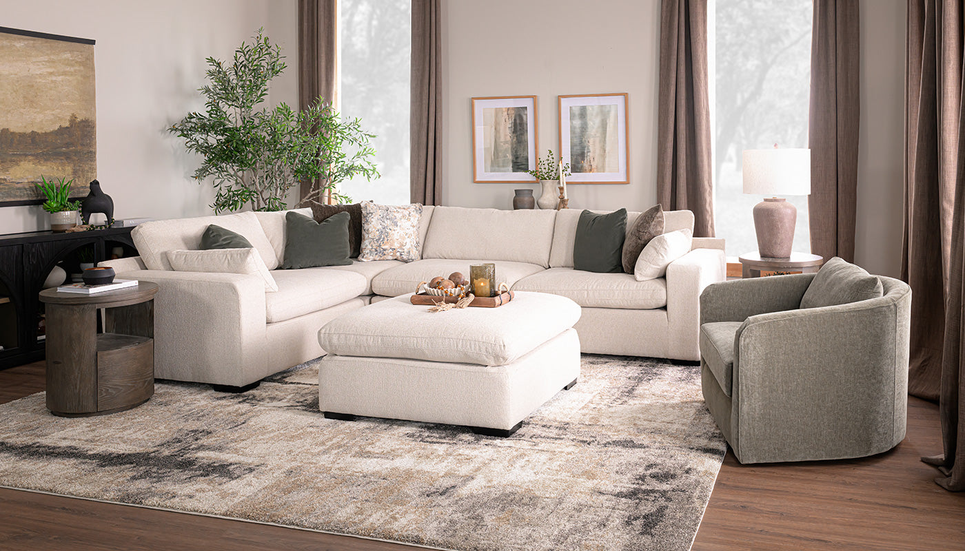 City Limits II Jackson Ecru Fabric Sectional