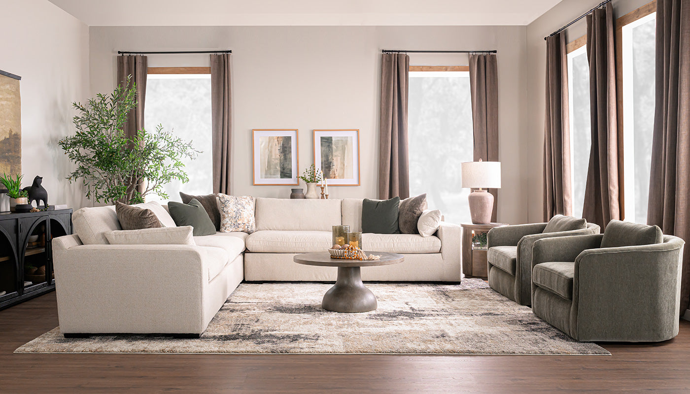 City Limits II Jackson Ecru Fabric Sectional