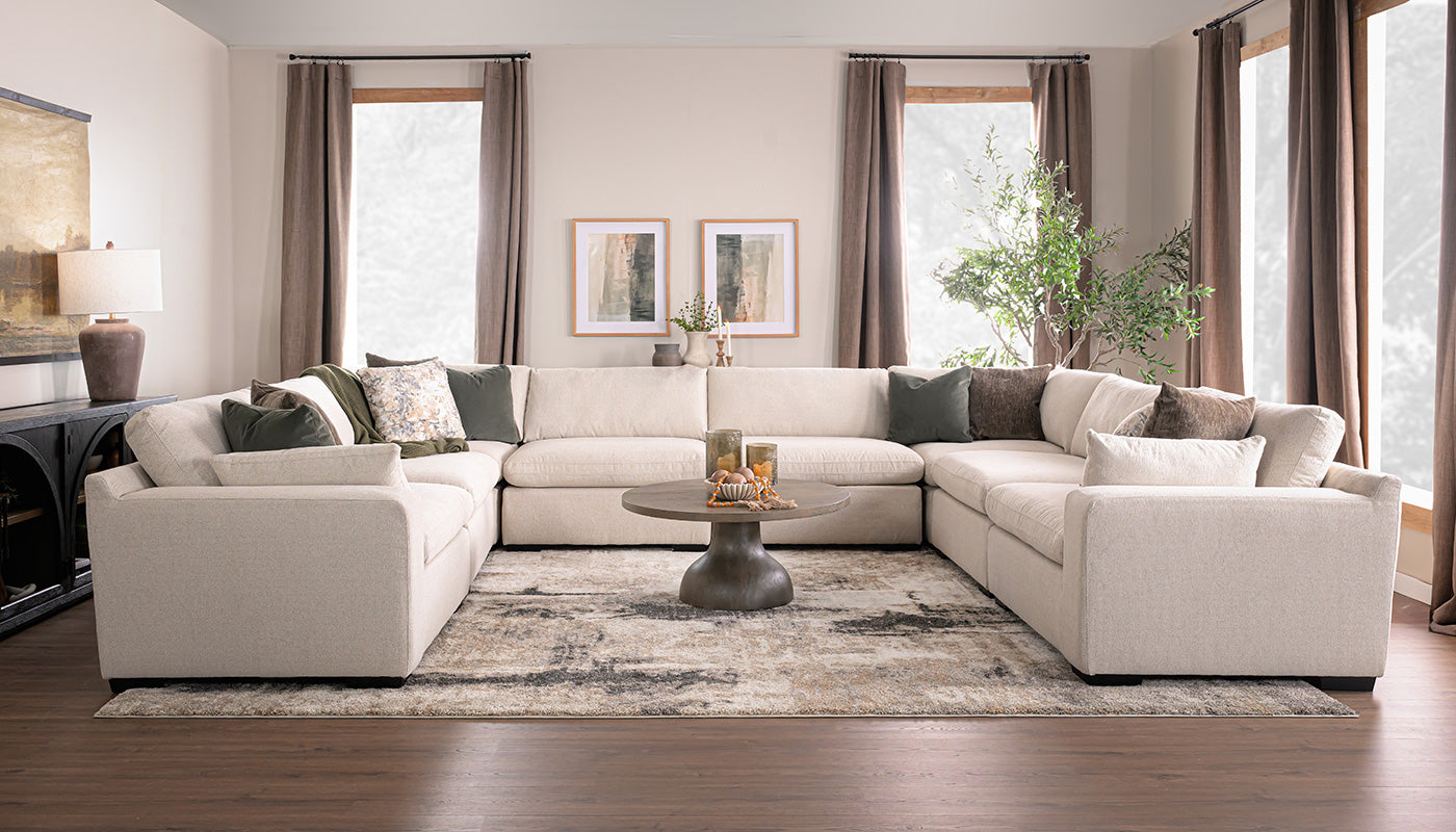 City Limits II Jackson Ecru Fabric U Shape Sectional