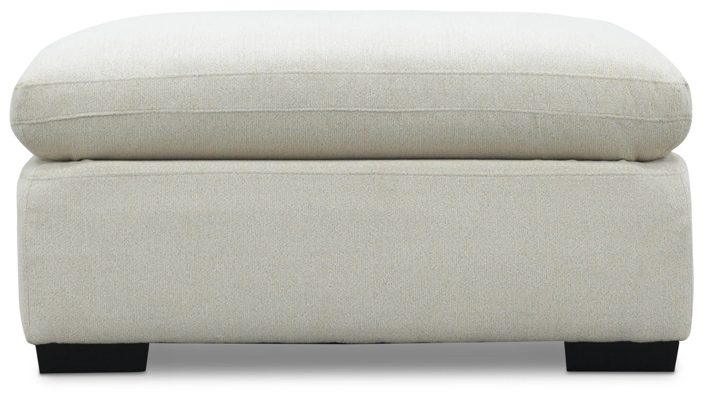 City Limits II Jackson Ecru Fabric Ottoman