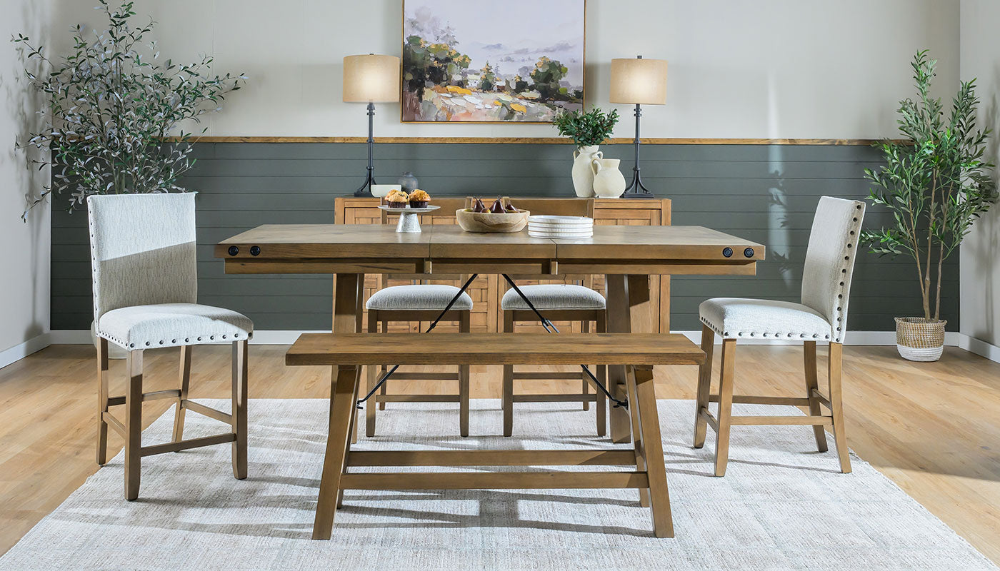 Dahlia II Light Hickory Counter Height Table & Chairs
