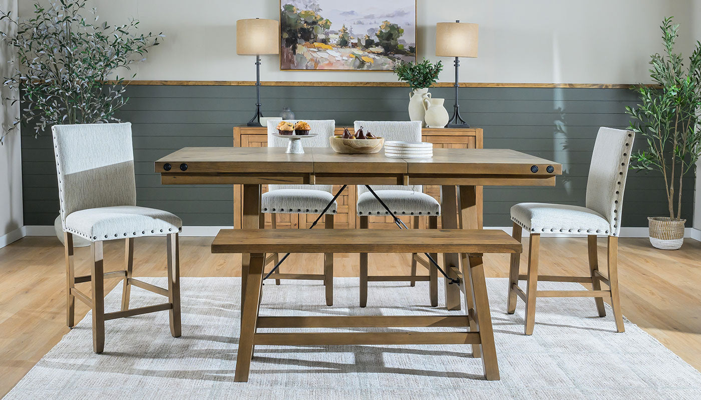 Dahlia II Light Hickory Counter Height Table & Chairs – Home Zone