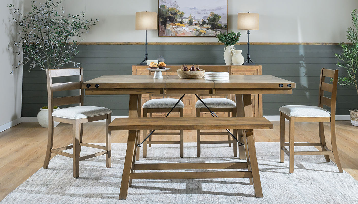Dahlia II Light Hickory Counter Height Table & Chairs