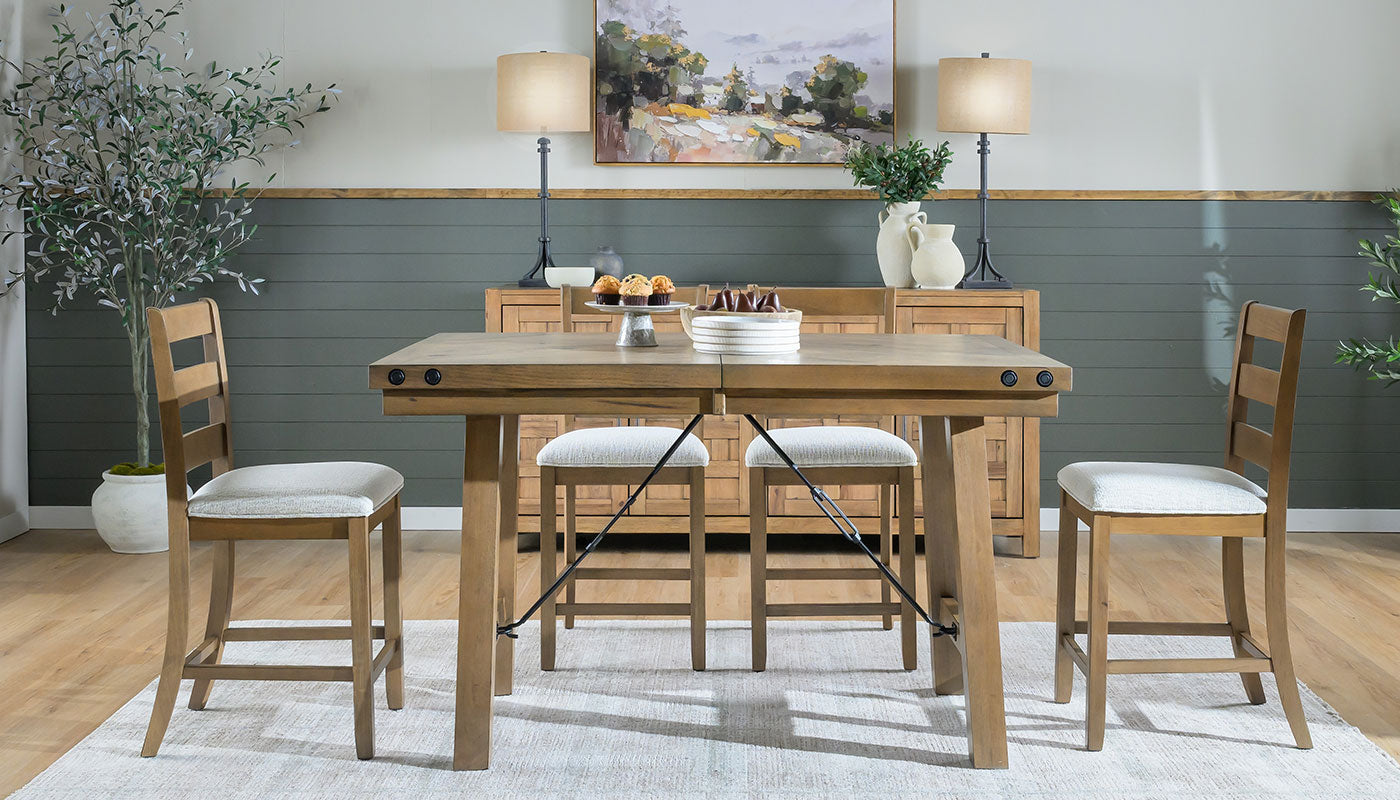 Dahlia II Light Hickory Counter Height Table & Chairs – Home Zone