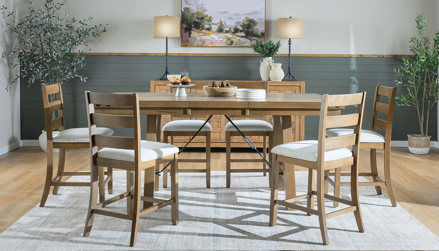 Dahlia II Light Hickory Counter Height Table & Chairs