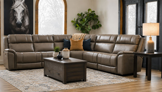 Encore Brown 5-Piece Sectional with 2 Armless Chairs
