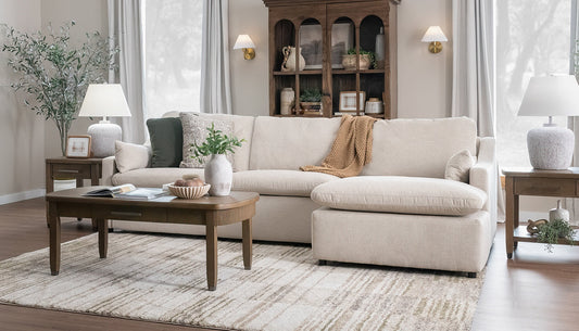 Jacqueline Aloro Ecru Sofa with Chaise
