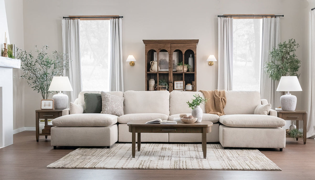 Jacqueline Aloro Ecru Dual Chaise Sectional