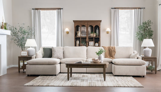Jacqueline Aloro Ecru Dual Chaise Sectional