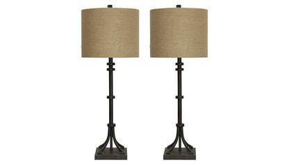 Industrial Bronze Iron Table Lamp Set of 2