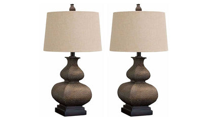 Hammered Bronze Table Lamp Set of 2