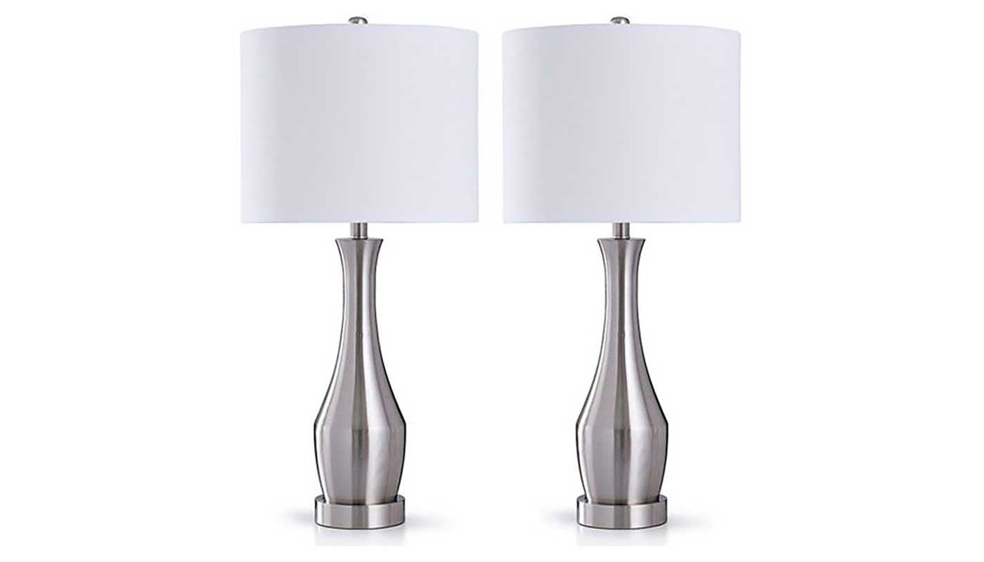 Brushed Steel Table Lamp Set of 2
