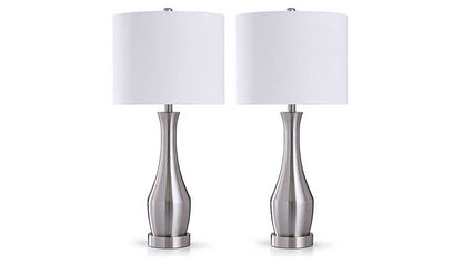 Brushed Steel Table Lamp Set of 2
