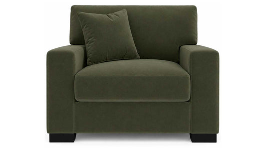 Lilium "Velvet Olive" Chair with Firm Cushion Seat