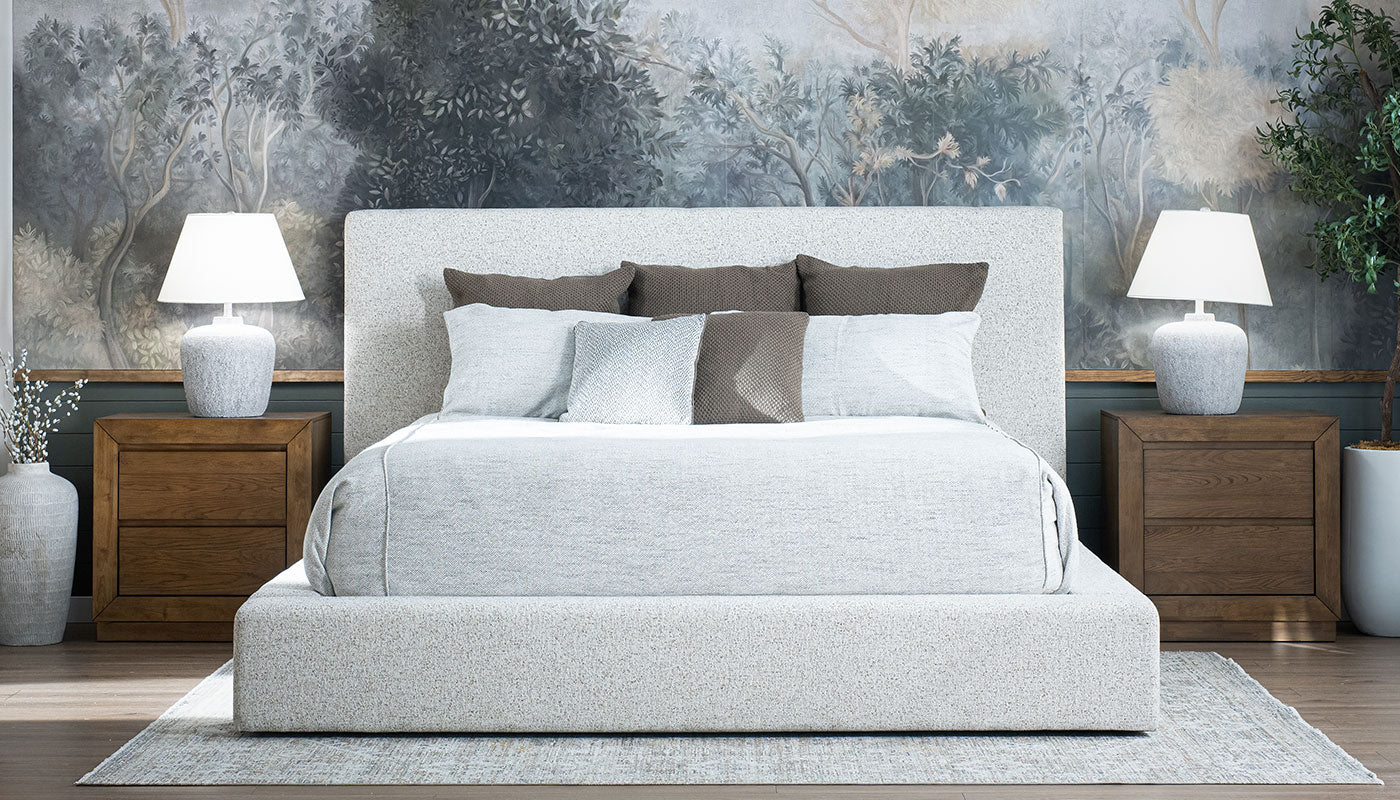 Lisbon Aries Oatmeal King Storage Bed with 2 Nightstands