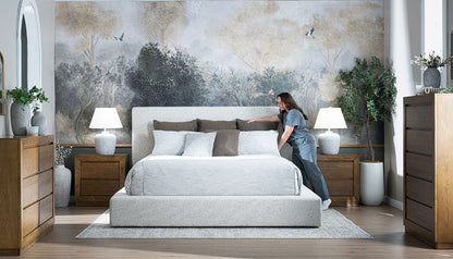 Lisbon Aries Oatmeal King Storage Bed with Dresser, Chest & 2 Nightstands