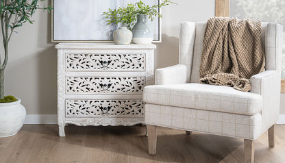 Myia 3-Drawer Chest with Carving
