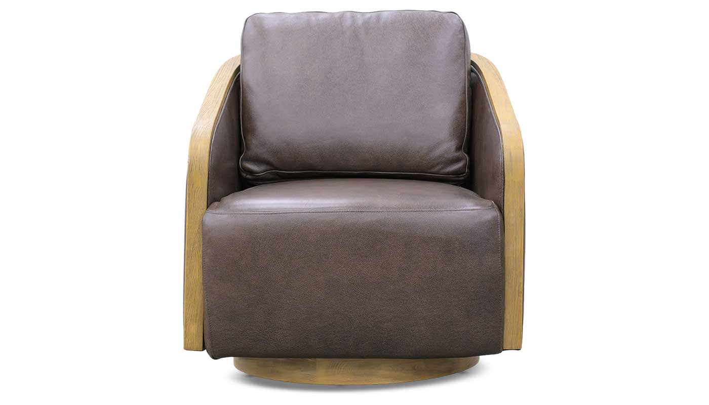 Pomona Brown Leather Swivel Chair