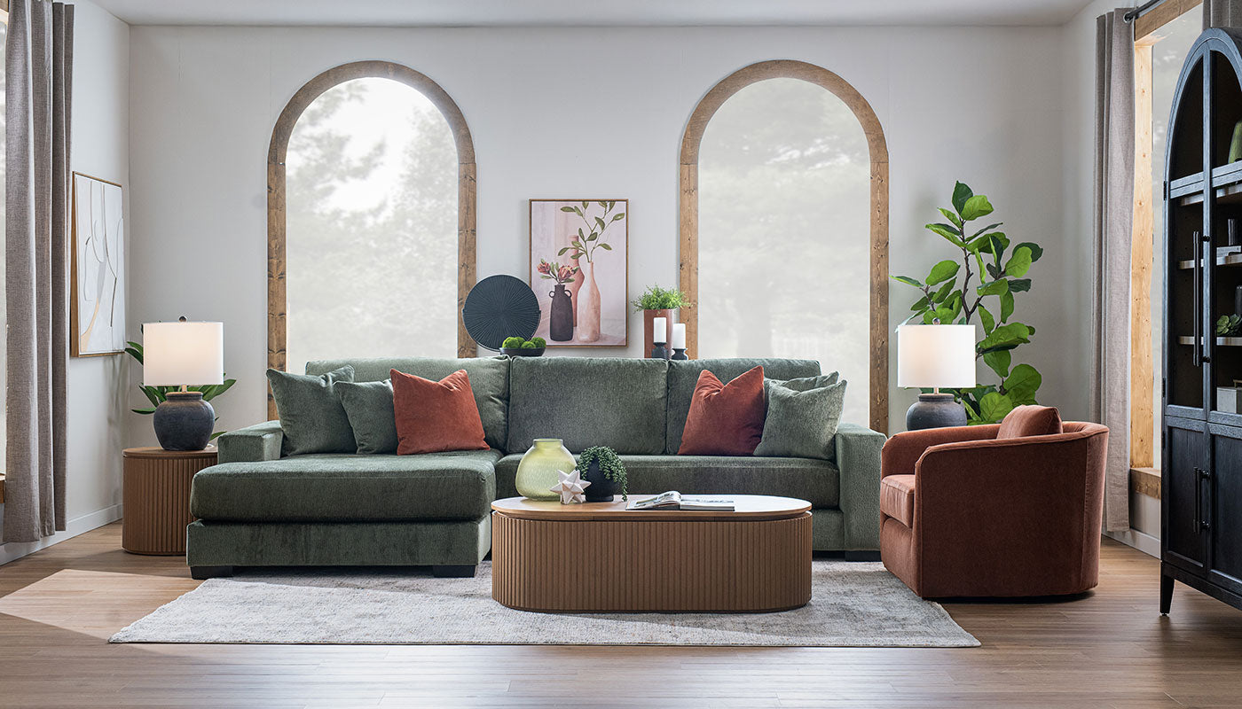 Torri Ventana Olive Sofa with Chaise